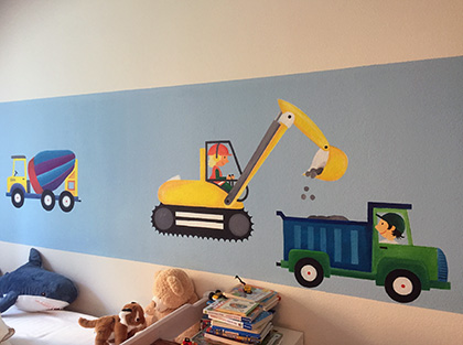 Wandbild Bagger für Kinderzimmer